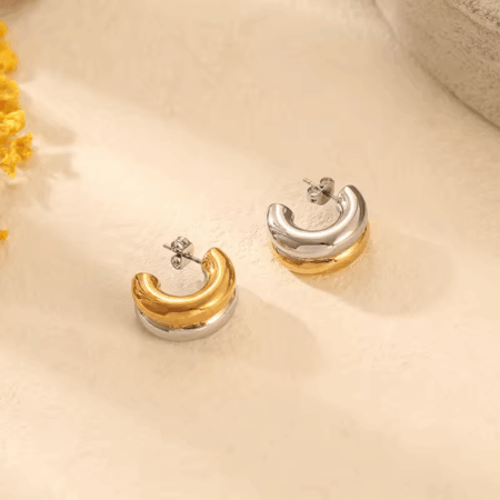 Brinco Duo Essenza banhado a ouro