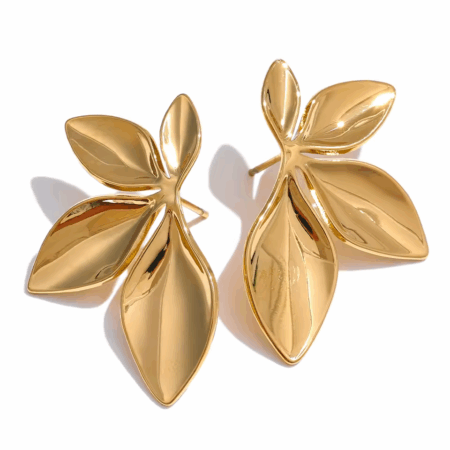 Brincos com folha de ouro banhado a ouro