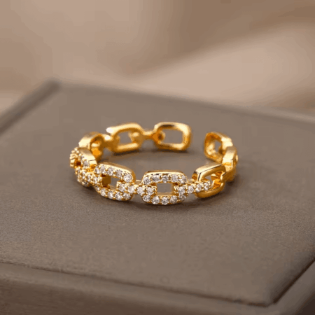 Anel de conexão banhado a ouro brilhante